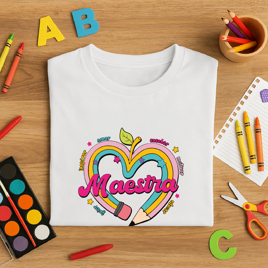 Polo Maestra Corazón de Colores