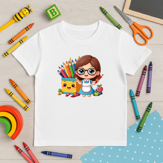 Polo Maestra con Lápices de Colores