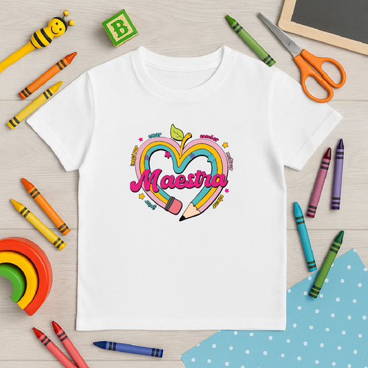 Polo Maestra Corazón de Colores